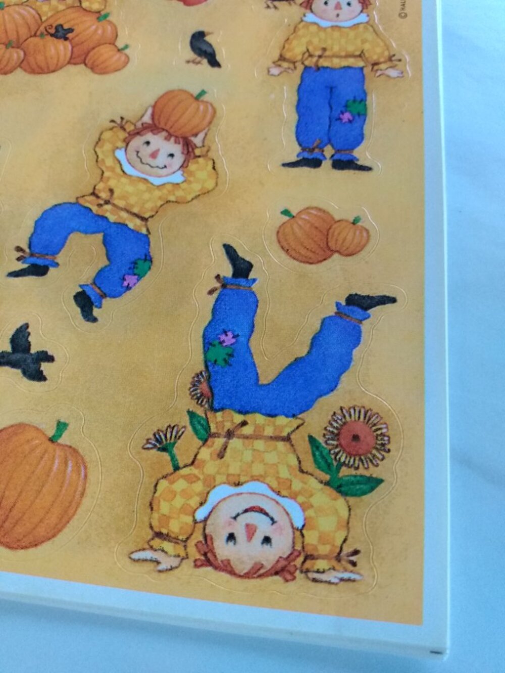 Vintage 90s Halloween Stickers Hallmark Patchwork Pumpkins and Scarecrows - Picture 6 of 16